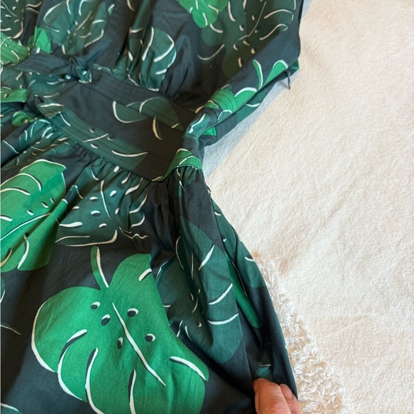 Kate Spade Dress Size 14 Green Dark Forest Leaves Midi Fit and Flare - NWT - Picture 10 of 15